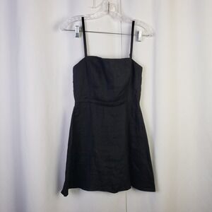 Reformation Black Linen-Blend Sling Mini Dress